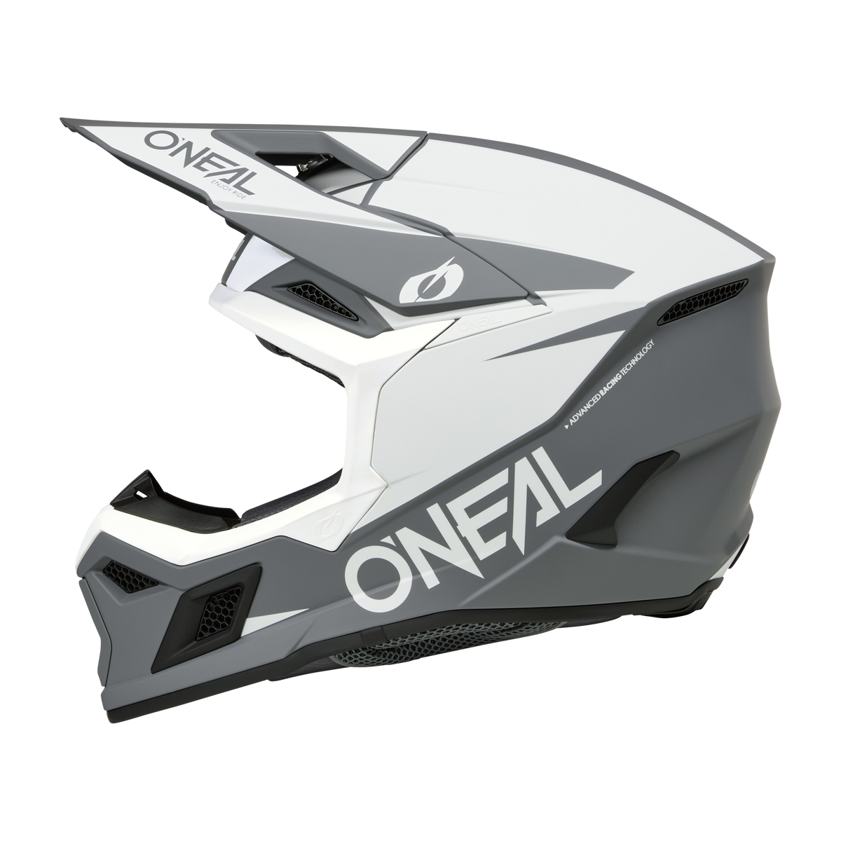 Casco Moto O&#39;neal 3srs Solid Motocross Enduro Blanco/gris