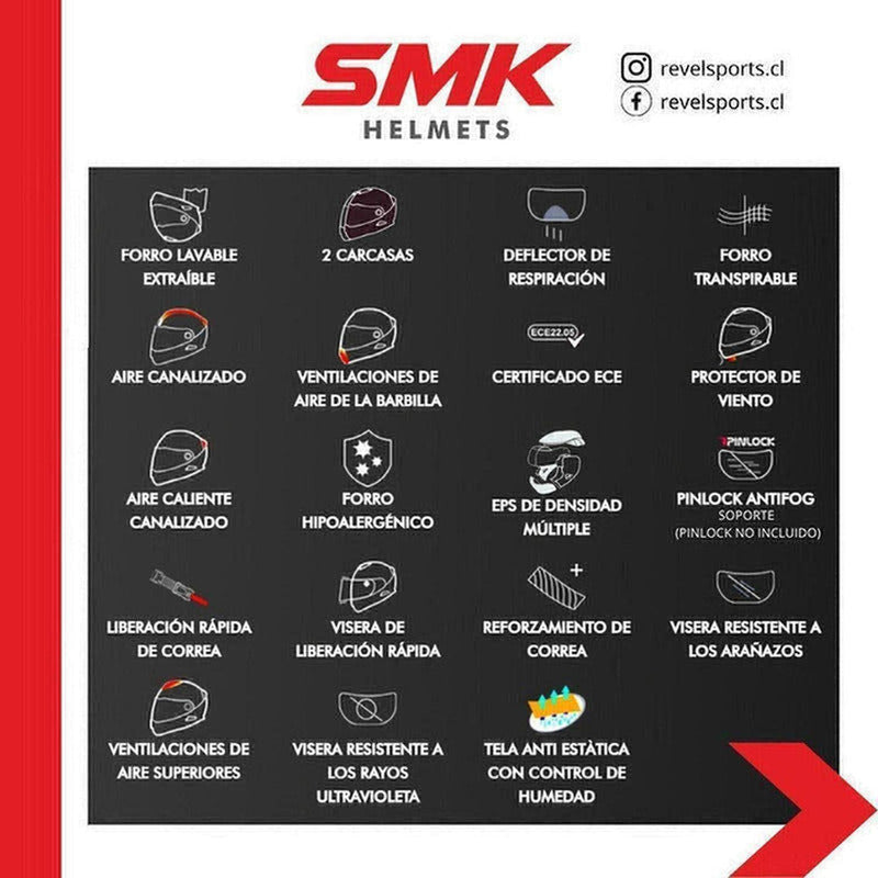 Casco Moto Smk Stellar Stage Ma551 Integral Certificado Azul